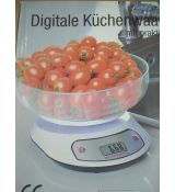 Digitální kuchyňská váha + miska 21,5 cm  ,max 5 Kg , 1g -  2.jakost