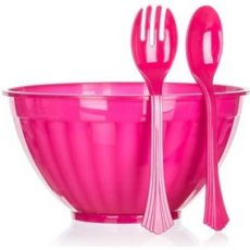 Banquet Salátový set mísa 5,5 L+ 2ks plastových příborů - růžový - Rozbaleno