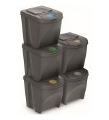 Prosperplast SORTIBOX Sada 5 odpadkových košů 5x25l, šedý kámen - Rozbaleno
