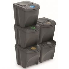 Prosperplast SORTIBOX Sada 5 odpadkových košů 5x25l, šedý kámen - Rozbaleno