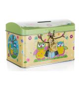 BANQUET Plechovka / kasička truhla OWLS 12,8 x 8,4 x 8,4 cm - Nekompletní