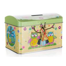 BANQUET Plechovka / kasička truhla OWLS 12,8 x 8,4 x 8,4 cm - Poškozené