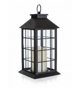 HOME DECOR Lucerna plastová s LED svíčkou 14 x 14 x 29 cm - Poškozené I1I