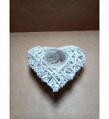 HOME DECOR Srdce ratanové 25 x 25 cm, s otvorem, bílé - Poškozené