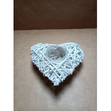 HOME DECOR Srdce ratanové 25 x 25 cm, s otvorem, bílé - Poškozené