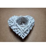 HOME DECOR Srdce ratanové 25 x 25 cm, s otvorem, bílé - Poškozené I1I