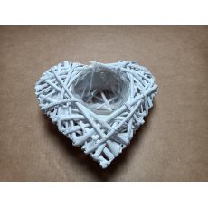 HOME DECOR Srdce ratanové 25 x 25 cm, s otvorem, bílé - Poškozené I1I